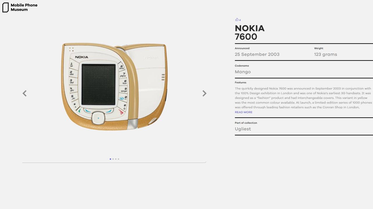 An image of the Nokia 7600 on the Mobile Phone Museum