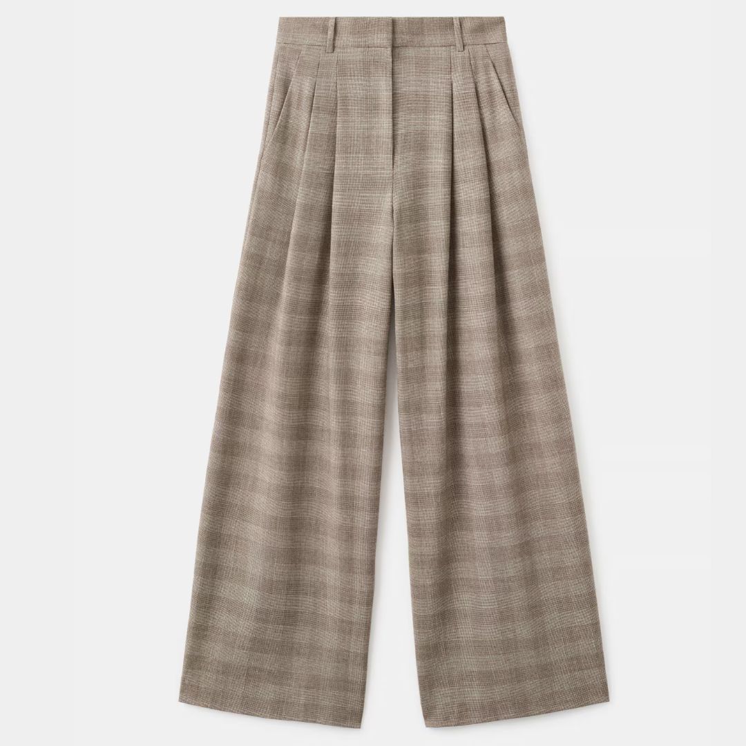 Mango Wide-Leg Checked Suit Trousers