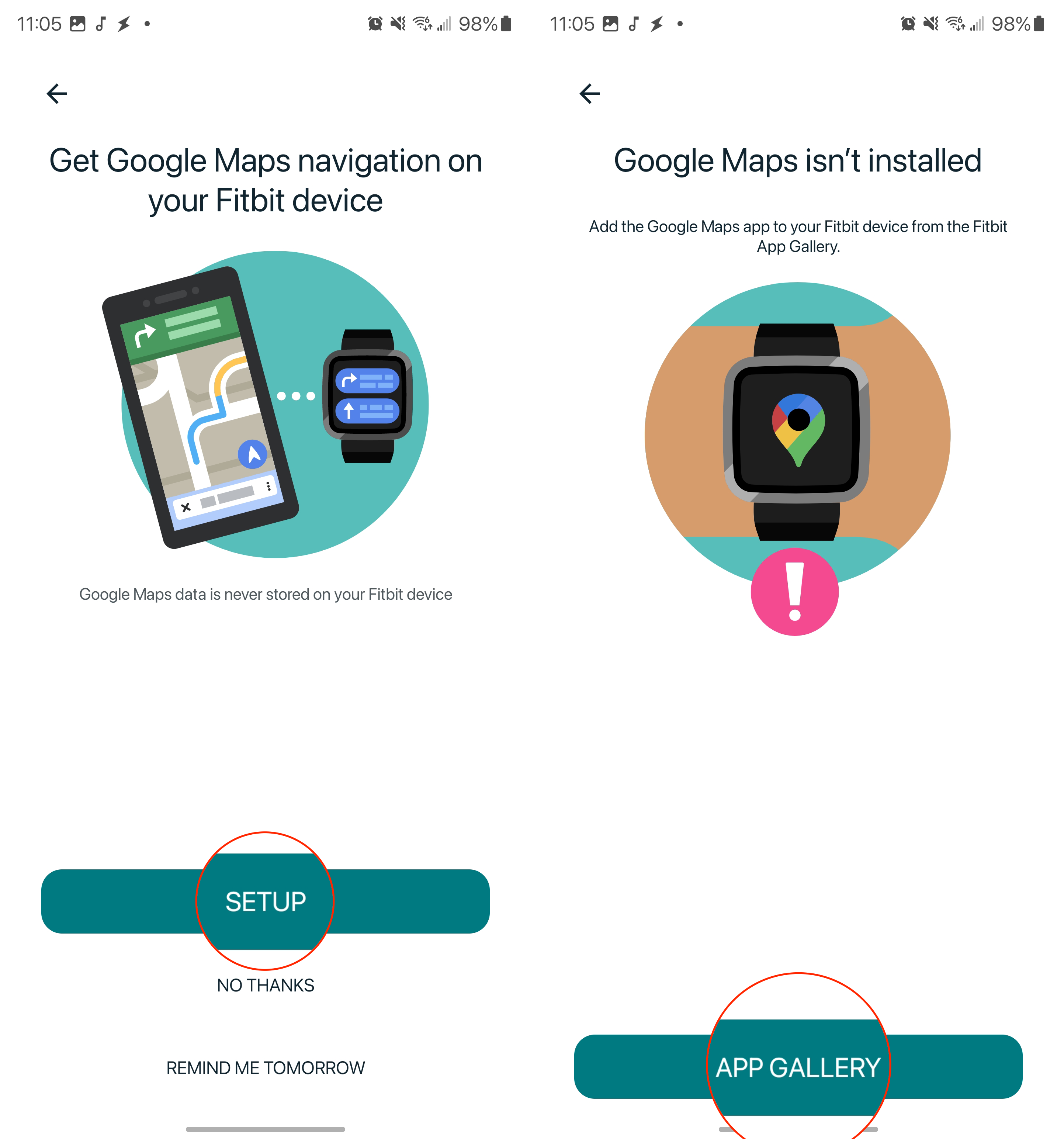 Install Google Maps on Fitbit