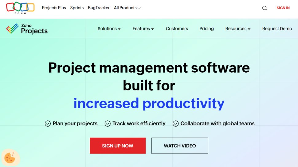 Zoho Projects website screenshot (October 2025).