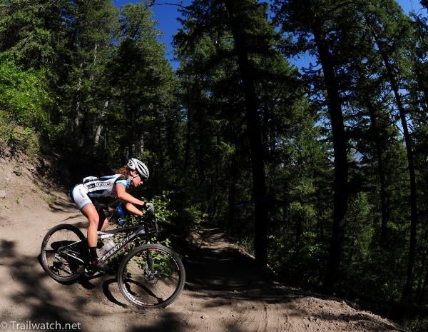 Deidre York (The Gear Movement) riding in second place on lap one in the U23 race
