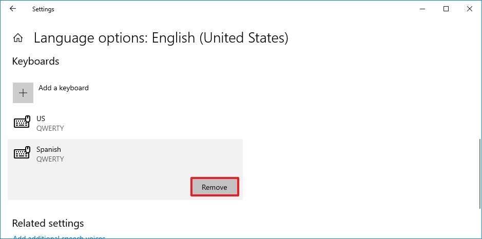 Windows 10 remove keyboard layout