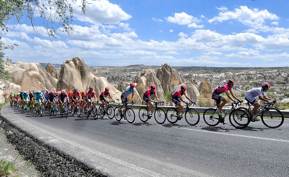 The peloton riders during stage 2 at the Tour of Turkey.