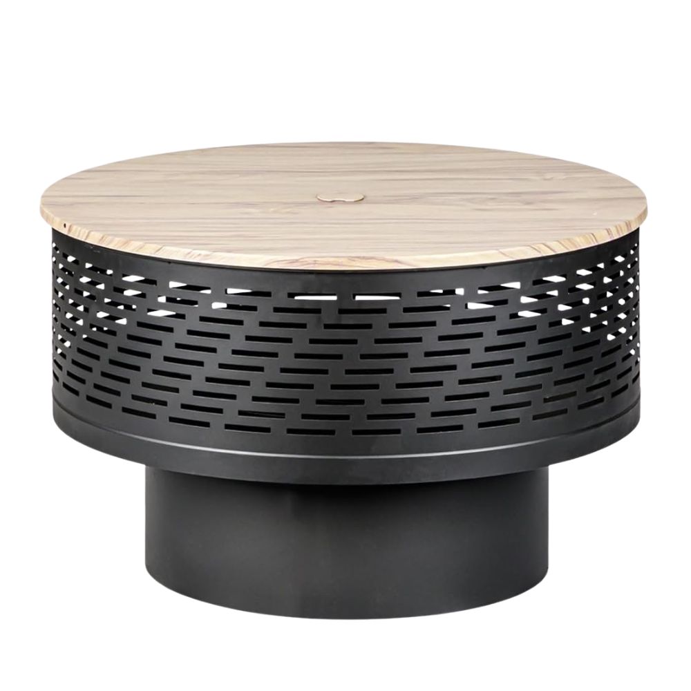 Wood Burning Fire Pit Table with Grill &amp;amp; Lid