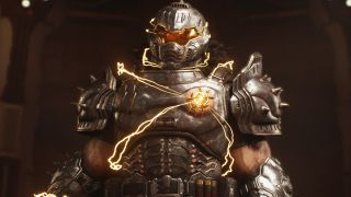 Doom: The Dark Ages Siege Part 1 secrets and collectibles - The Doom Slayer being restrained by the device in his chest, electrocuting him.