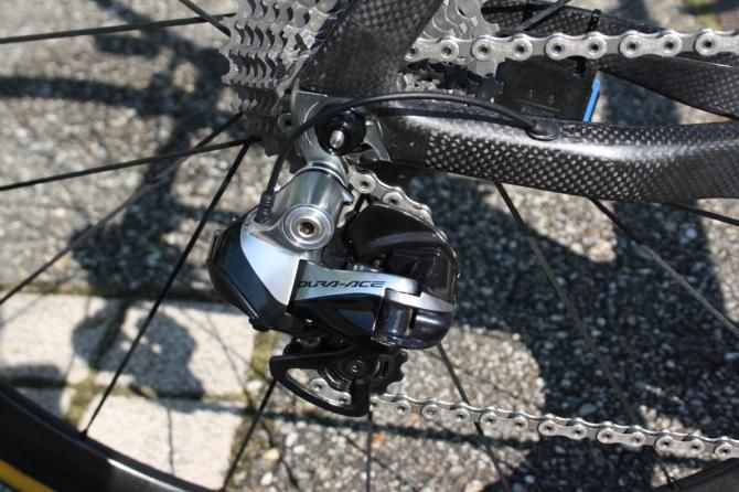 Naturally, Sanchez&rsquo;s bike is equipped with new Shimano Dura-Ace 9070 Di2 11-sp shifting