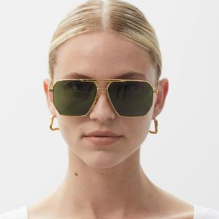 oversized gold trim sunglasses