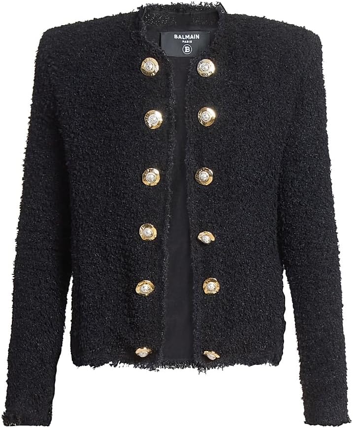 Balmain, Spencer Tweed Collarless Jacket, 40 (8), Noir