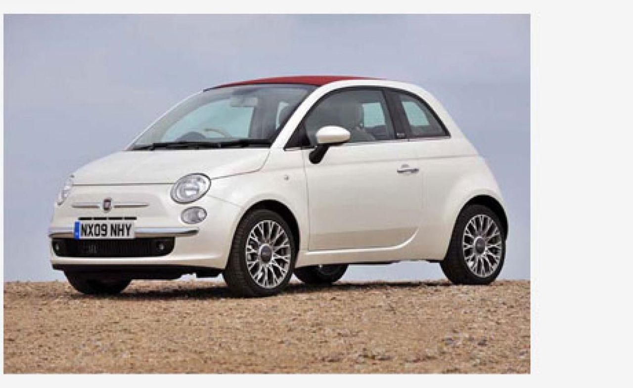 Fiat500c car in white coloured