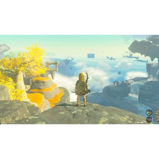 Gameplay from TOTK with Link standing over a cliff