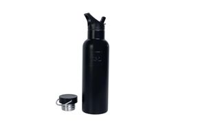 Red insulated black water bottle