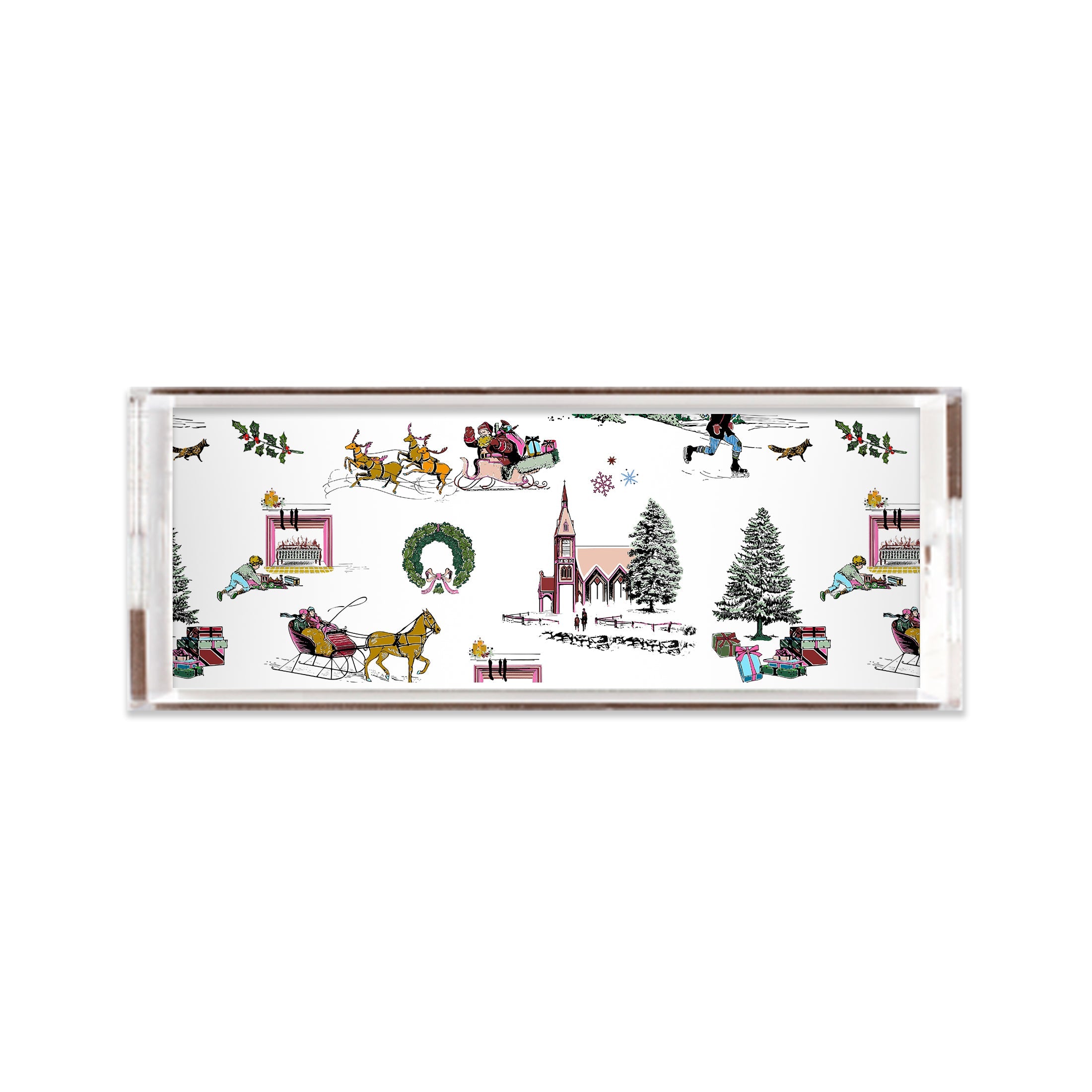 Holiday Toile Lucite Tray