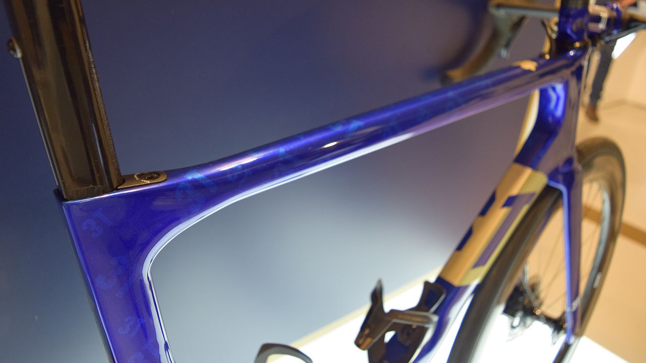 The blue and gold design is similar to the official bike launched by the Irish team on Friday at the show