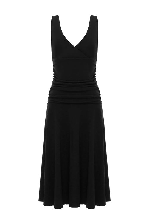 Ruched Plunge Jersey Dress Nera