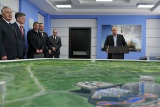President Putin and Officials With Scale Model