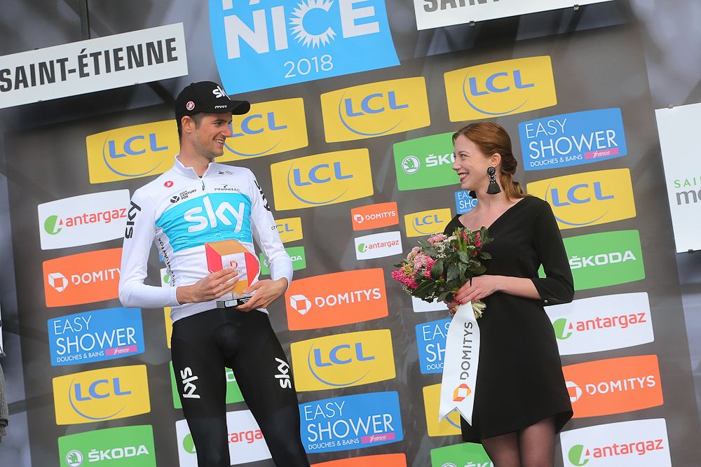 Wout Poels on the Paris-Nice podium after winning stage 4