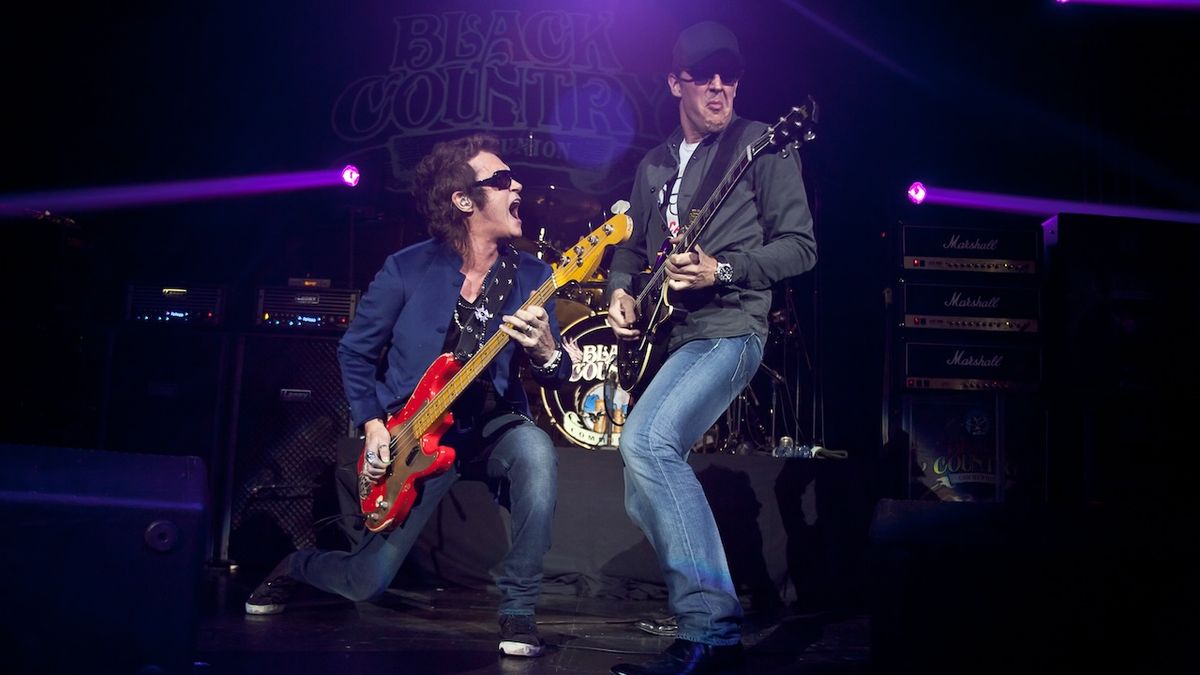 Glenn Hughes and Joe Bonamassa of Black Country Communion performs on stage at O2 Academy on July 26, 2011 in Leeds, United Kingdom.