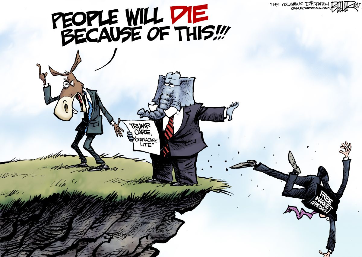 Political cartoon U.S. GOP health care bill Obamacare party politics ...