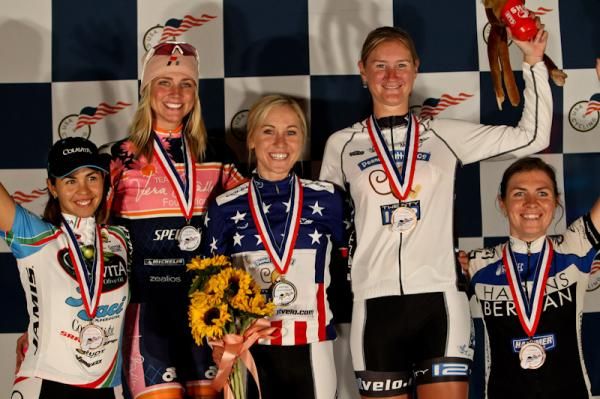 Today's women's criterium championship podium.