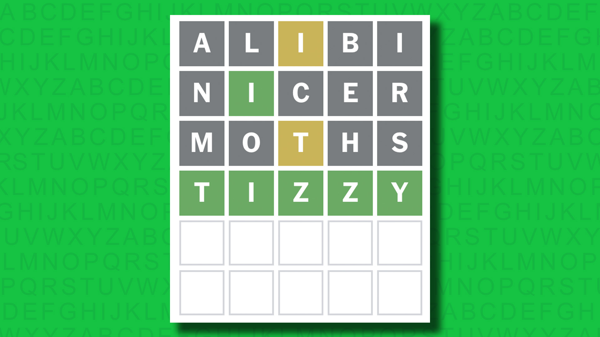 NYT Wordle answer for game 1493 on a green background