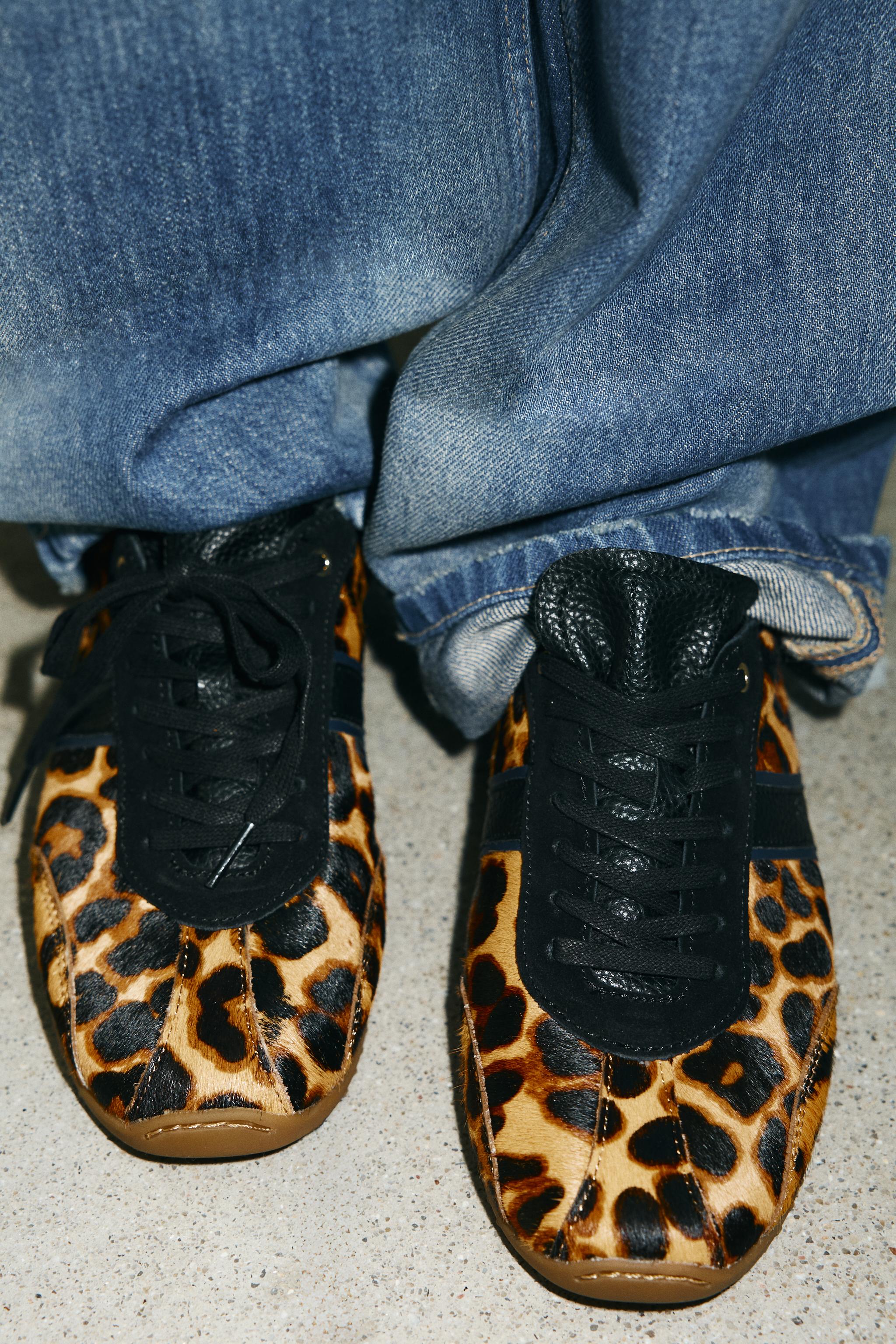 Animal Print Leather Sneakers