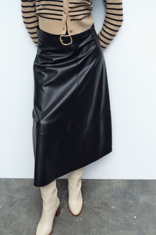 Faux Leather Layered Skirt