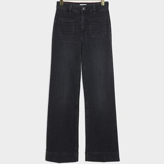 river island Black High Waisted Pocket Wide Leg Jeans