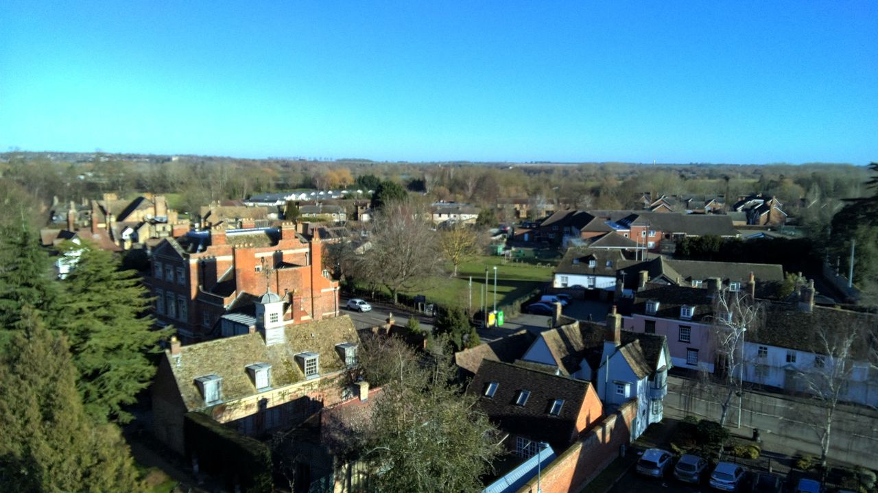 Town in England, as seen from the air, taken on a Ruko F11PRO 2 camera drone