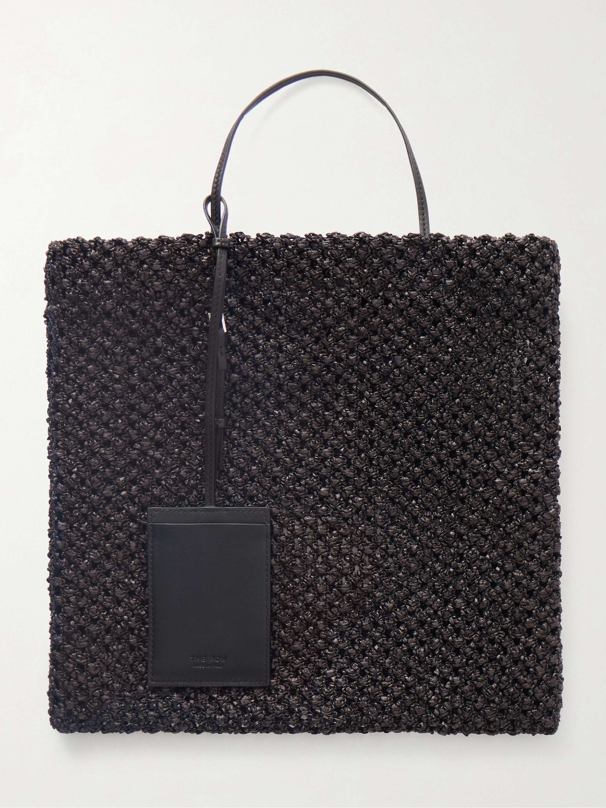 Barn Mini Leather-Trimmed Woven Raffia Tote