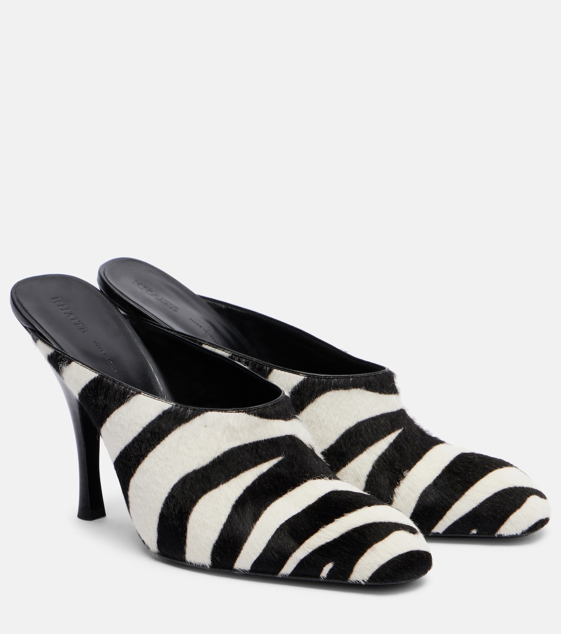 Colt Zebra-Print Calf Hair Mules in Black - Khaite