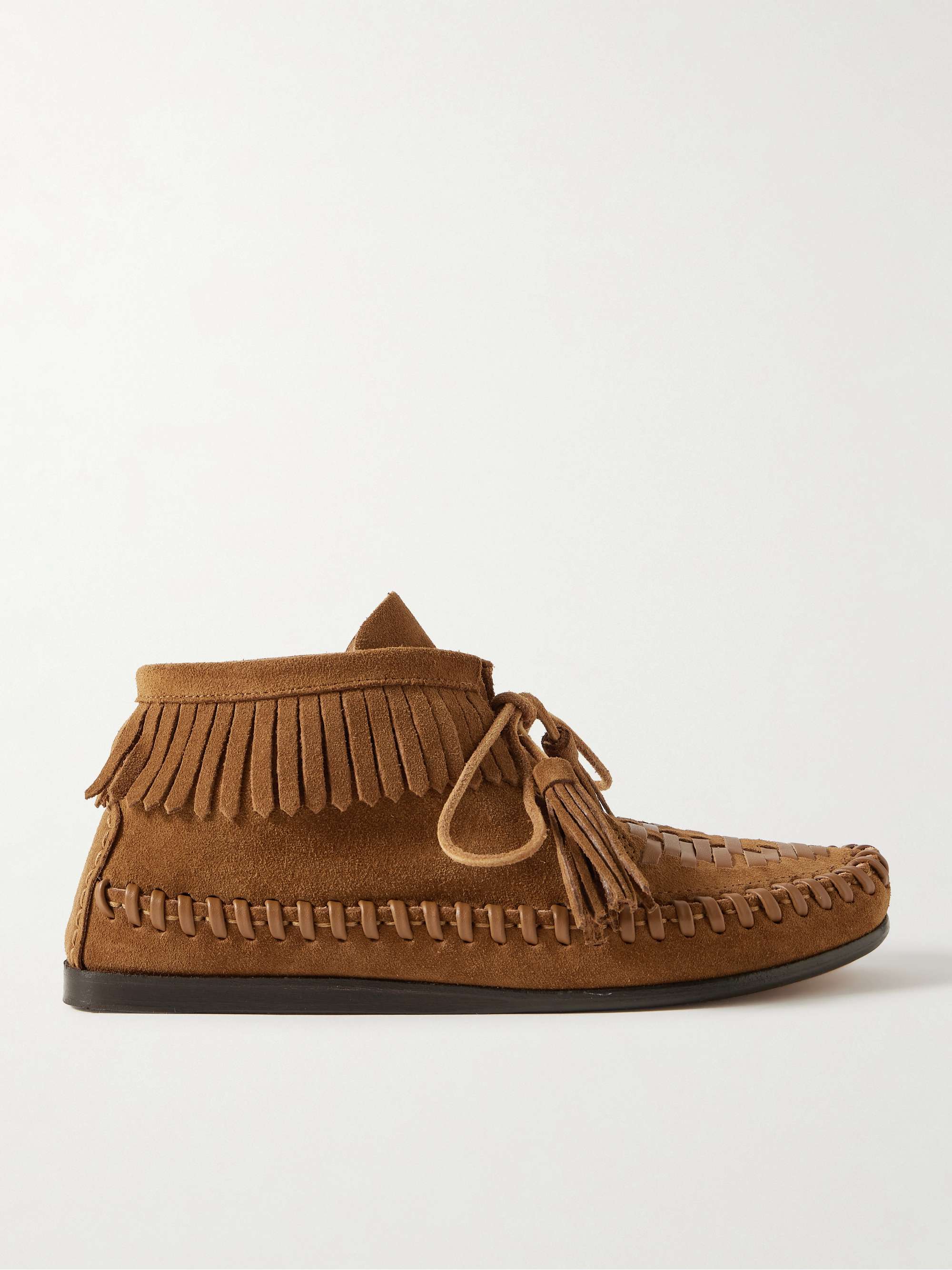 Felsa Fringed Tasseled Leather-Trimmed Suede Ankle Boots