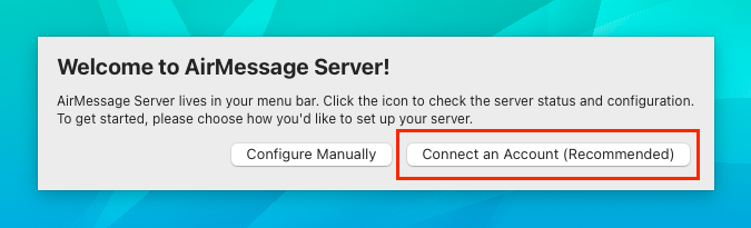 Connect account to AirMessage Server
