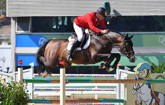 Christian Ahlmann GER riding Taloubet Z, during the 1st Qualifier of the individual Show Jumping competition at the Olympic Equestrian Centre in Deodoro near Rio, Brazil on 14th August 2016