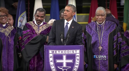President Obama singing at Rev. Pinckney's funeral in Charleston