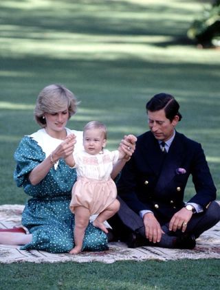 Princess Diana and Prince Charles with Prince William as a baby