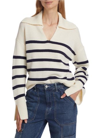 Design History Stripe Polo Sweater