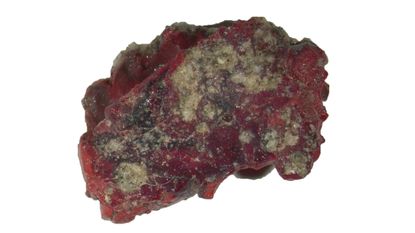 A red crystal marbled with white