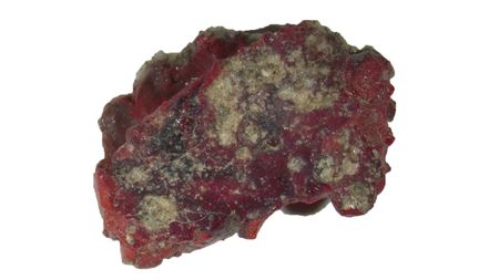A red crystal marbled with white