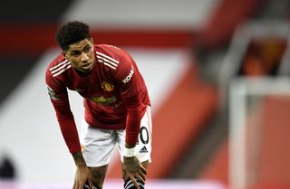 Manchester United forward Marcus Rashford has been training indoors since meeting up with his England team-mates.