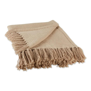 A brown textured throw blanket.