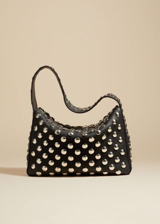 Khaite, Elena Shoulder Bag in Black Leather with Studs