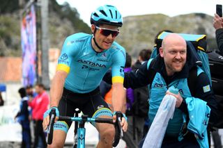 GRAZALEMA SPAIN FEBRUARY 19 Arrival Jakob Fuglsang of Denmark and Astana Pro Team Celebration during the 66th Vuelta a Andaluca Ruta del Sol 2020 Stage 1 a 1738km stage from Alhaurn de la Torre to Grazalema 911m VCANDALUCIA UCIProSeries on February 19 2020 in Grazalema Spain Photo by David RamosGetty Images