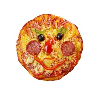 pizza with a funny food face