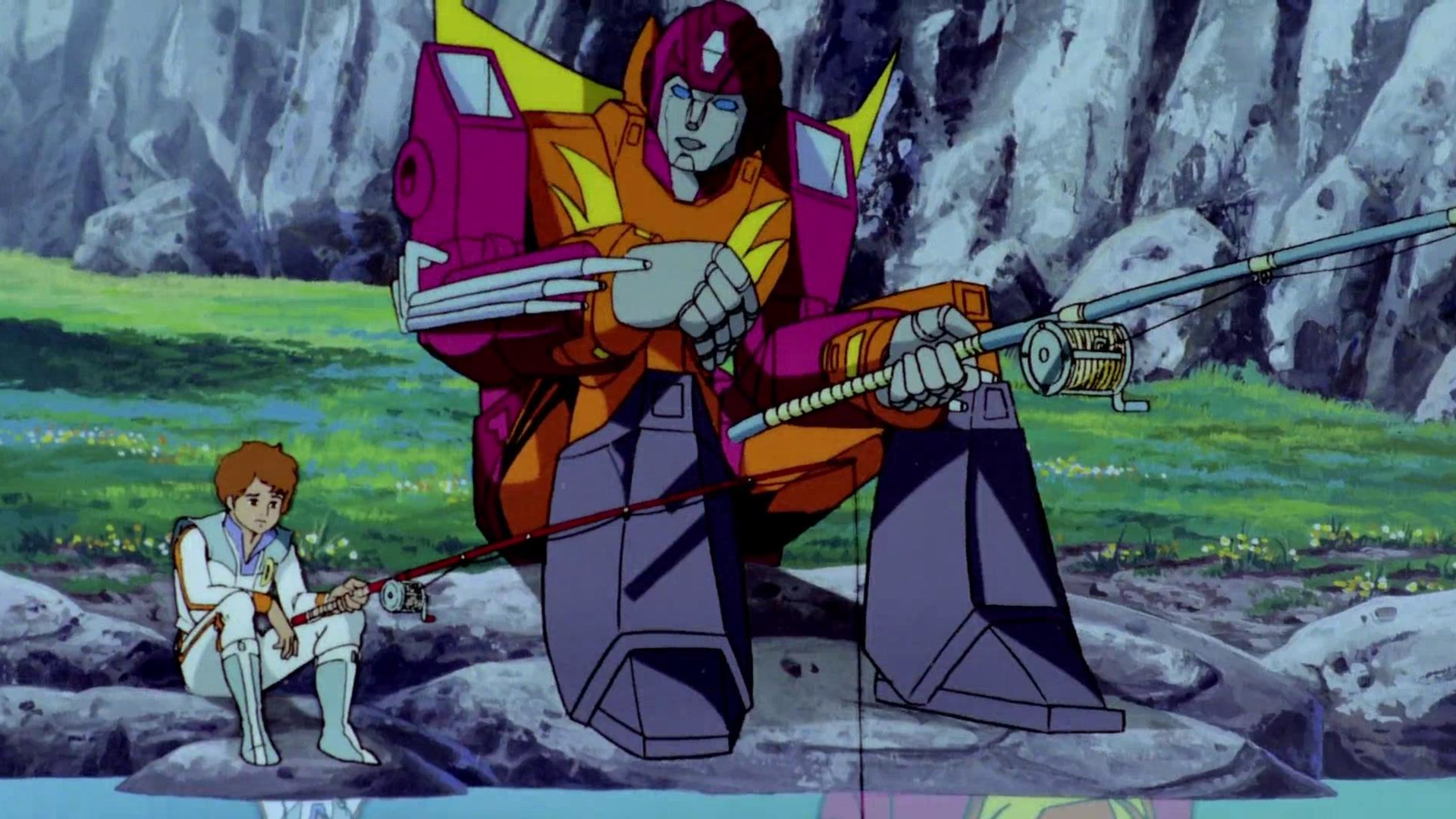 Screenshot from the 1986 animated sci-fi movie "Transformers: The Movie"
