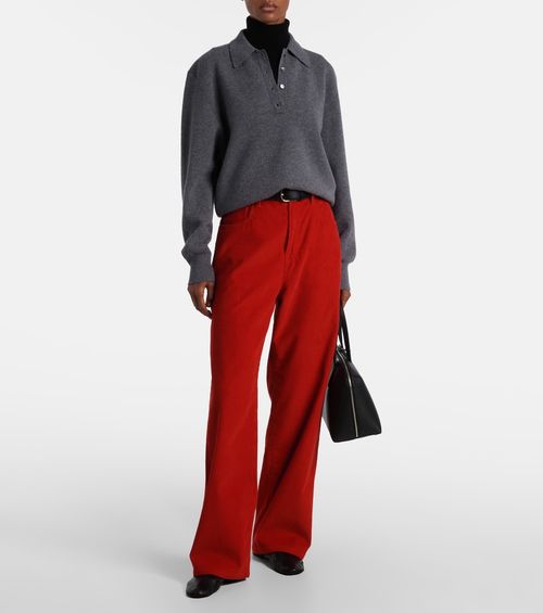 Cotton Corduroy Wide-Leg Pants