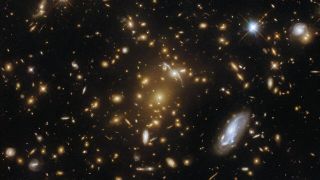 numerous galaxies seen at a distance