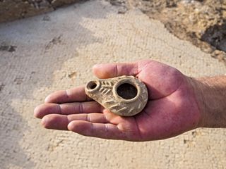 An oil lamp found in the excavation in Jerusalem.