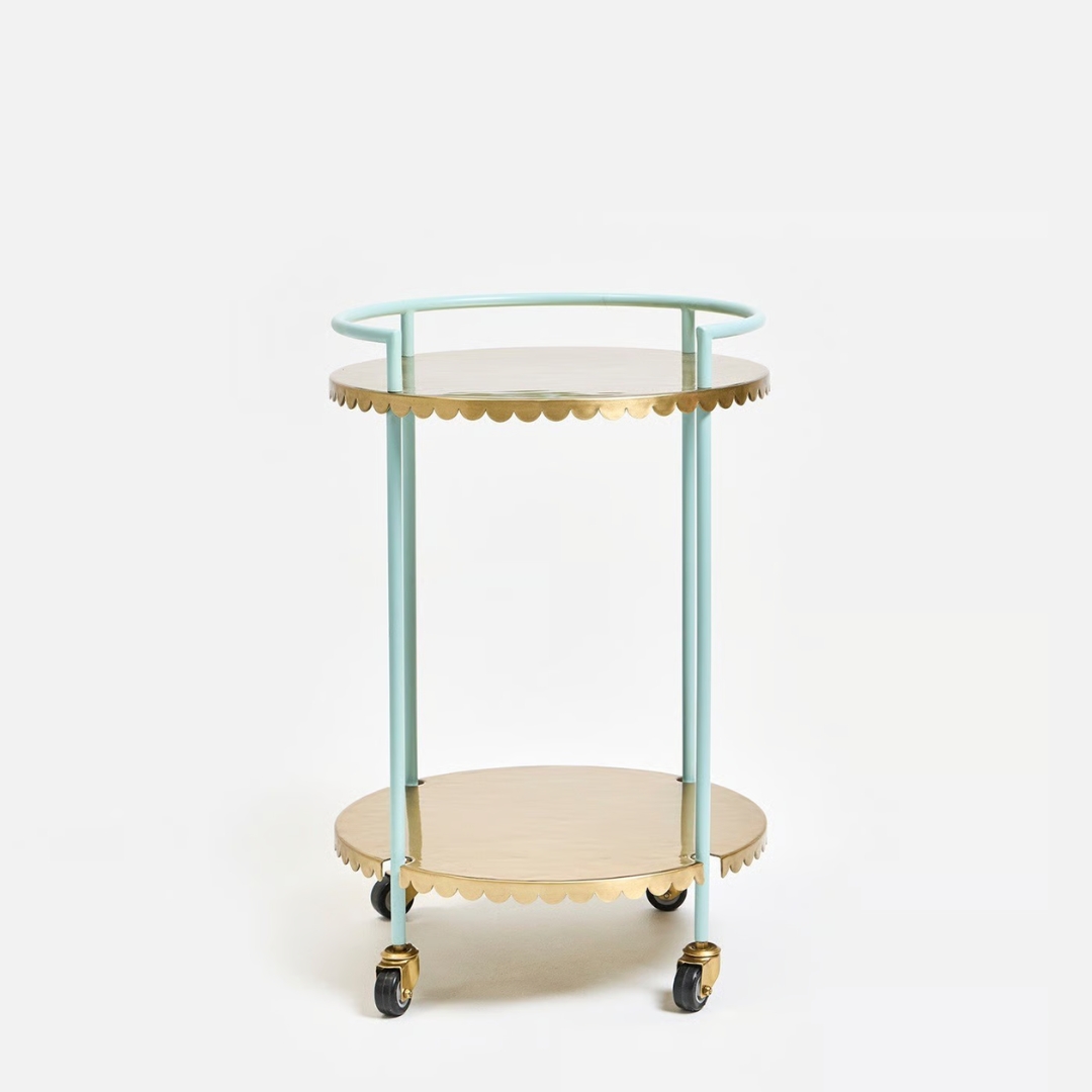 Oliver Bonas Remi Gold Scalloped Drinks Trolley