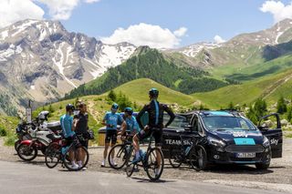 Chris Froome and Sky teammates recon stage 18 of the Tour de France
