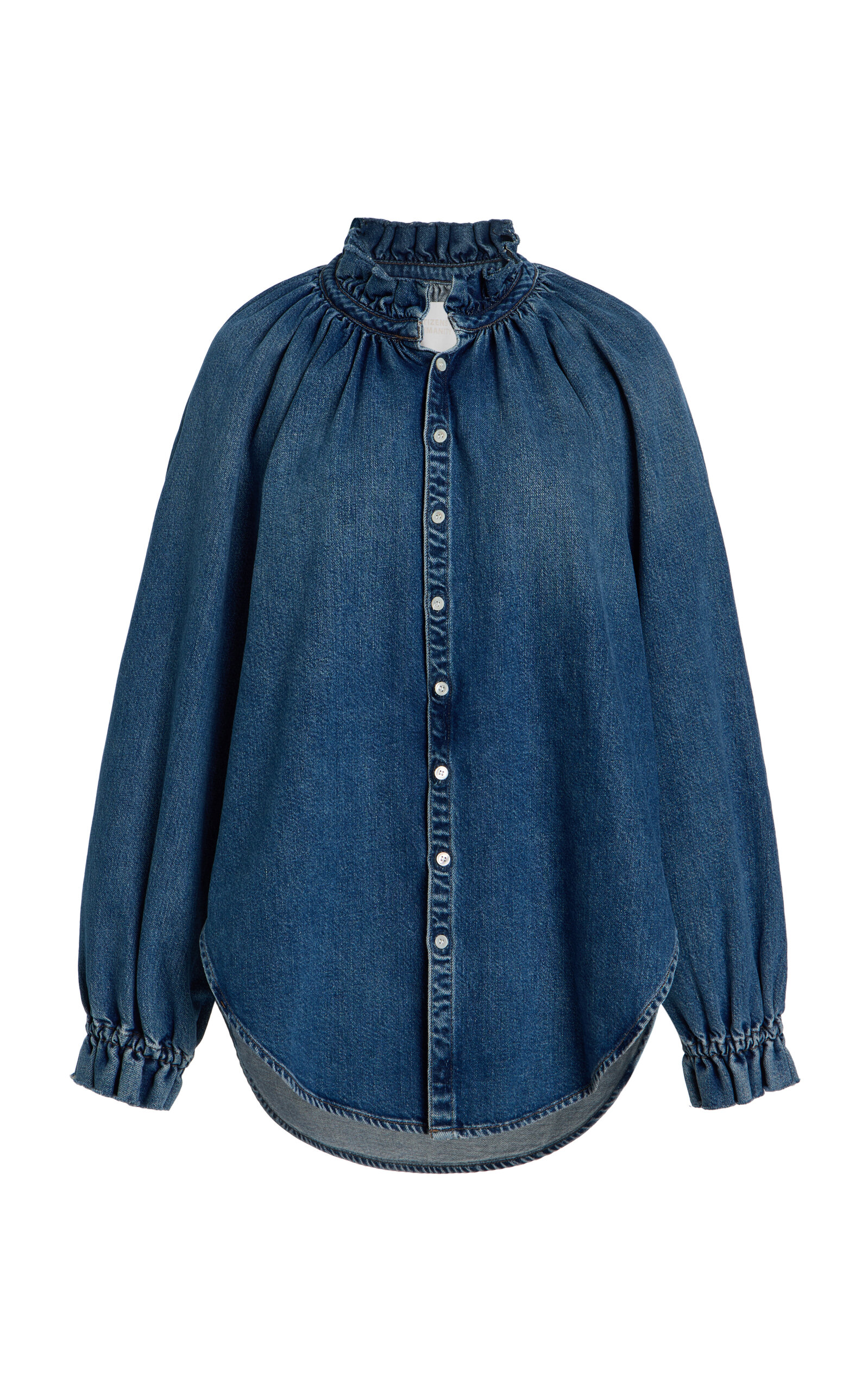 X Bloom Farm Exclusive Loretta Ruffled Denim Shirt